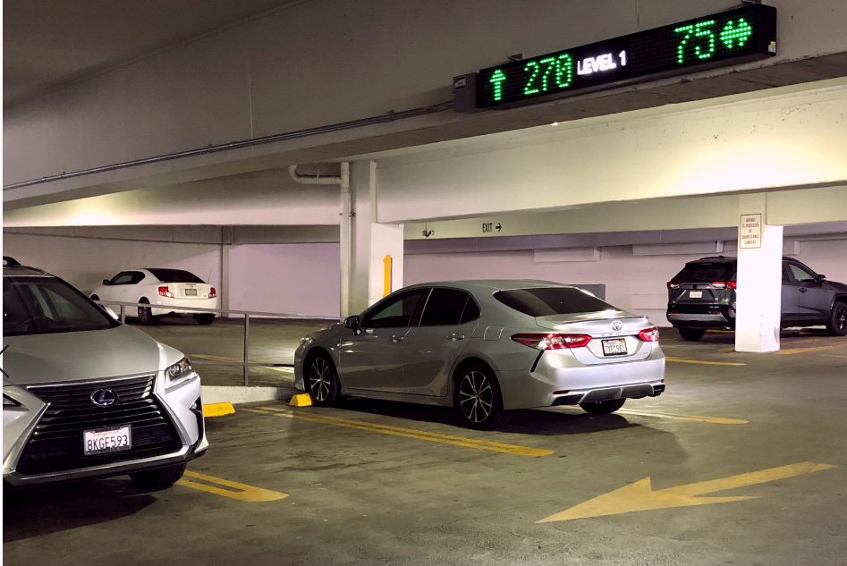 Automated parking guidance display inside garage