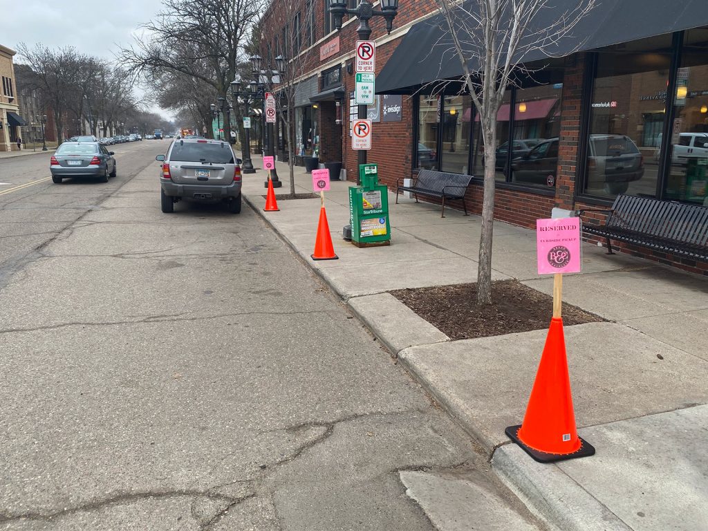 Temporary curbside pickup zone