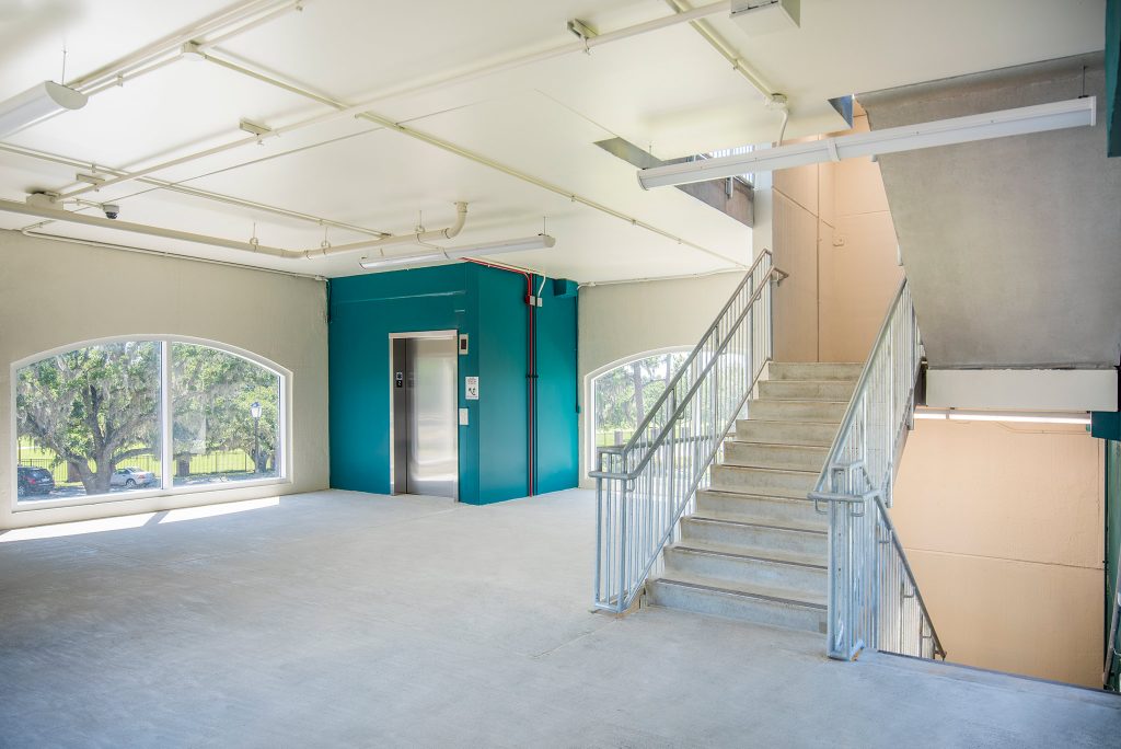 Elevator and stair lobby of Central Parking Deck