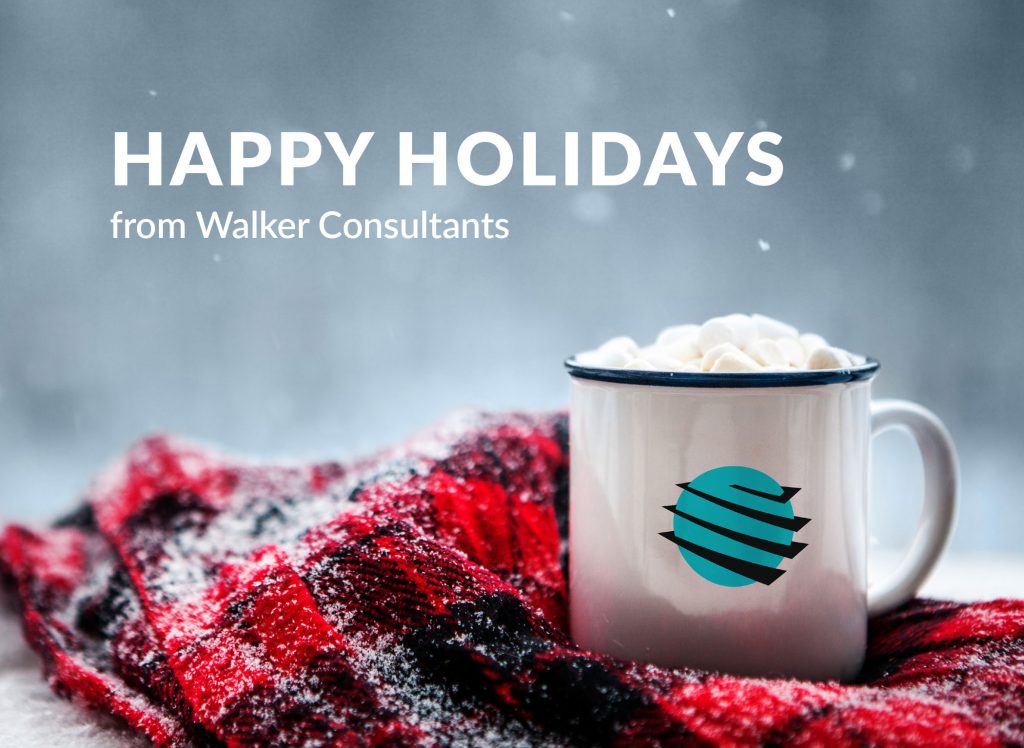 Mug with Walker logo in a snowy scene